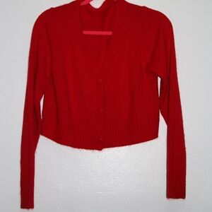 Women's Red Cardigan Sweater